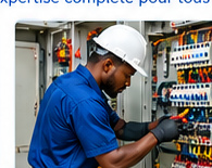 Technicien noir en intervention sur un tableau électrique