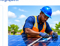 Technicien noir installant des panneaux solaires